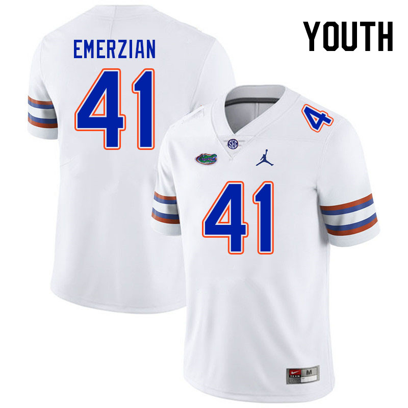 Youth #41 Ara Emerzian Florida Gators College Football Jerseys Stitched-White